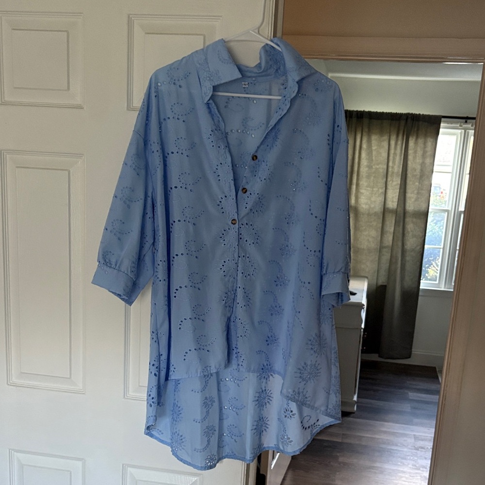Light Blue Button-Up Top
